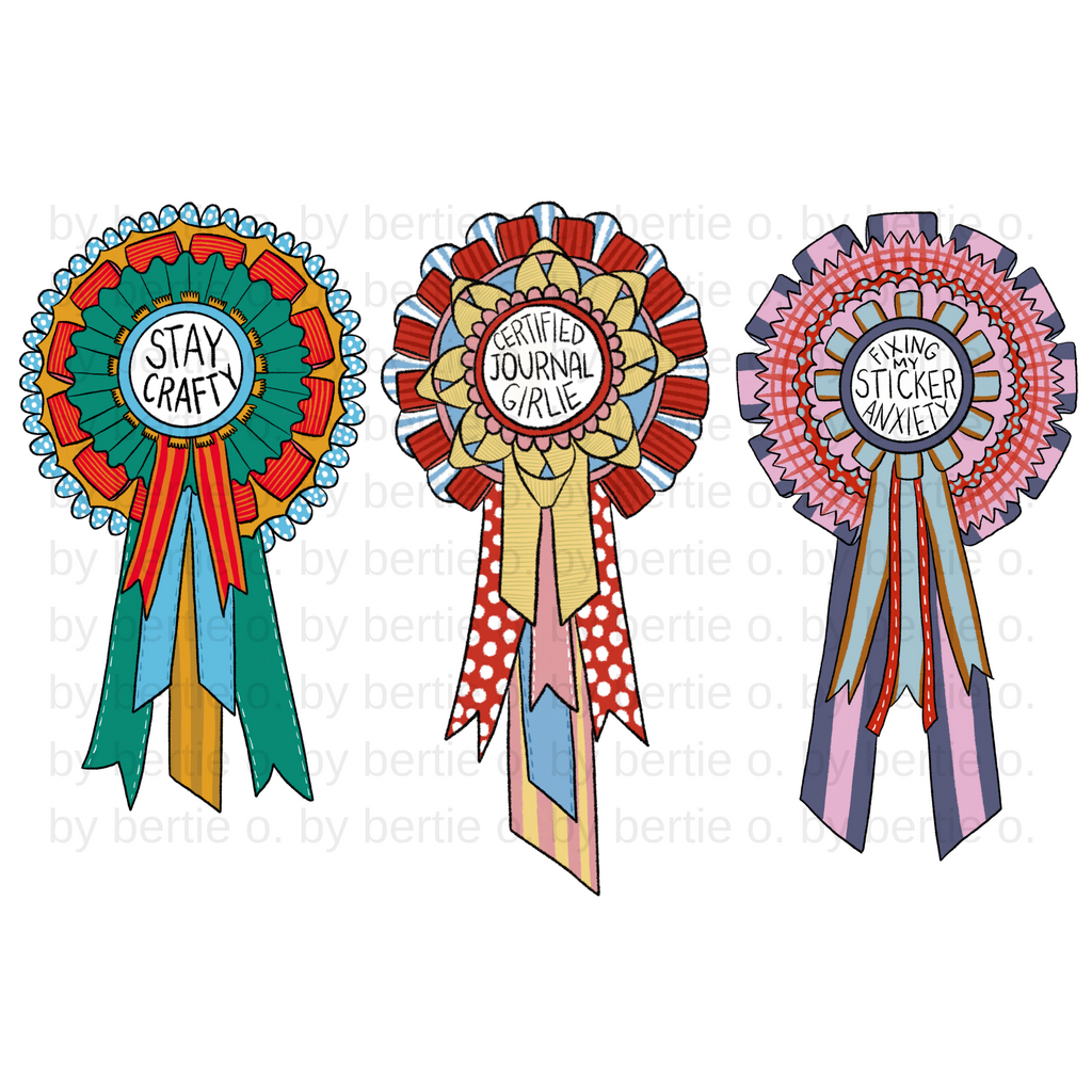 3x Rosette Sticker Set  | 🖨️ (Print-at-home)