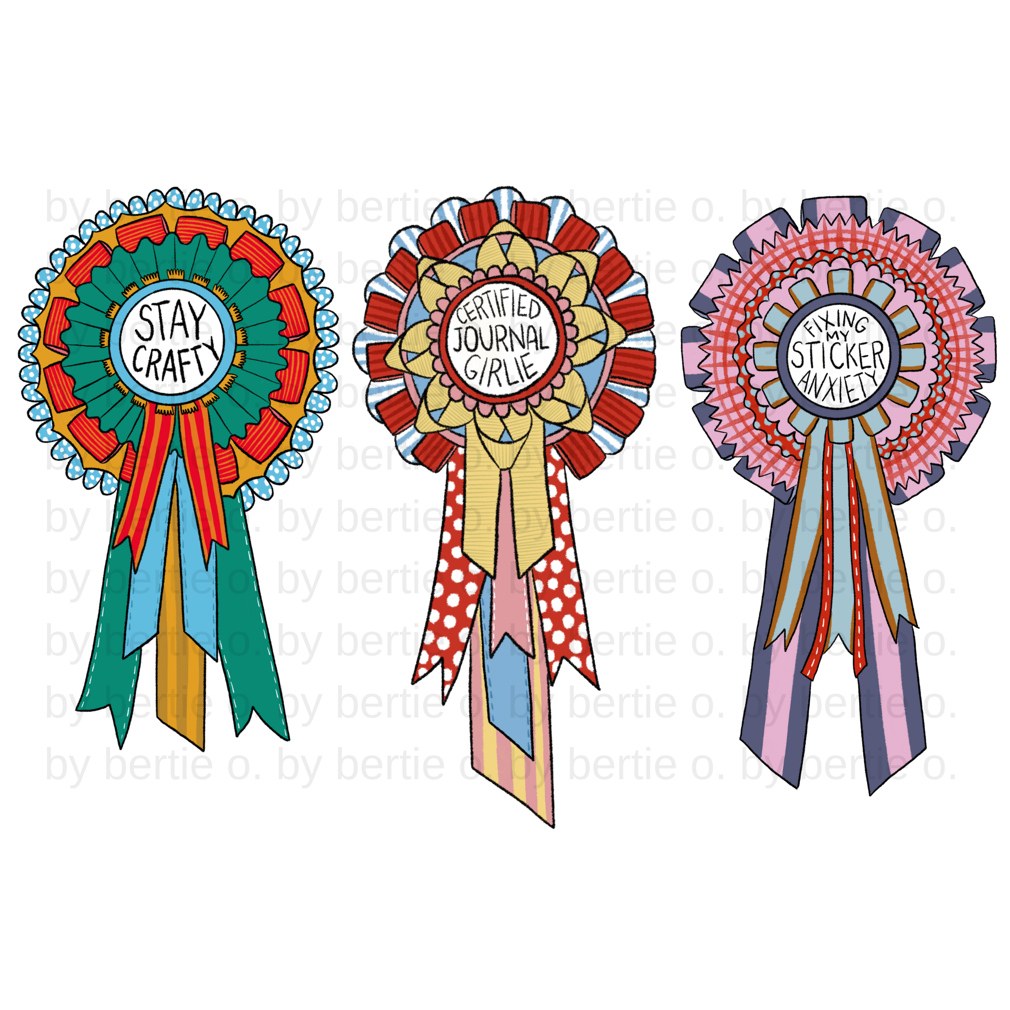 3x Rosette Sticker Set  | 🖨️ (Print-at-home)