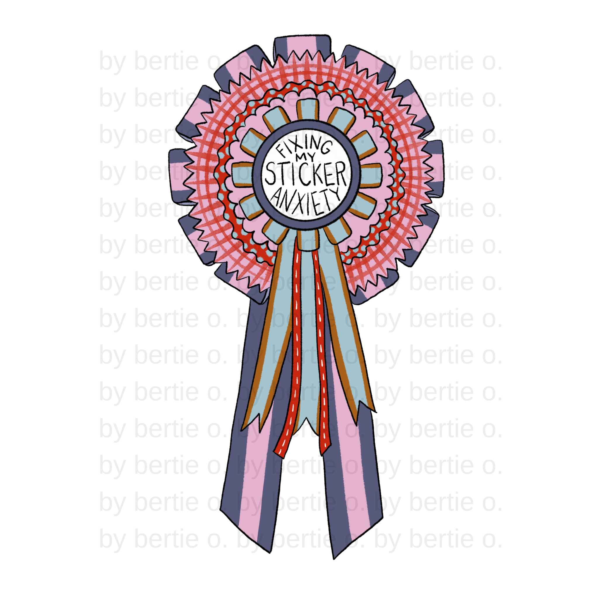 "Fixing My Sticker Anxiety" Rosette Sticker | 🖨️ (Print-at-home)